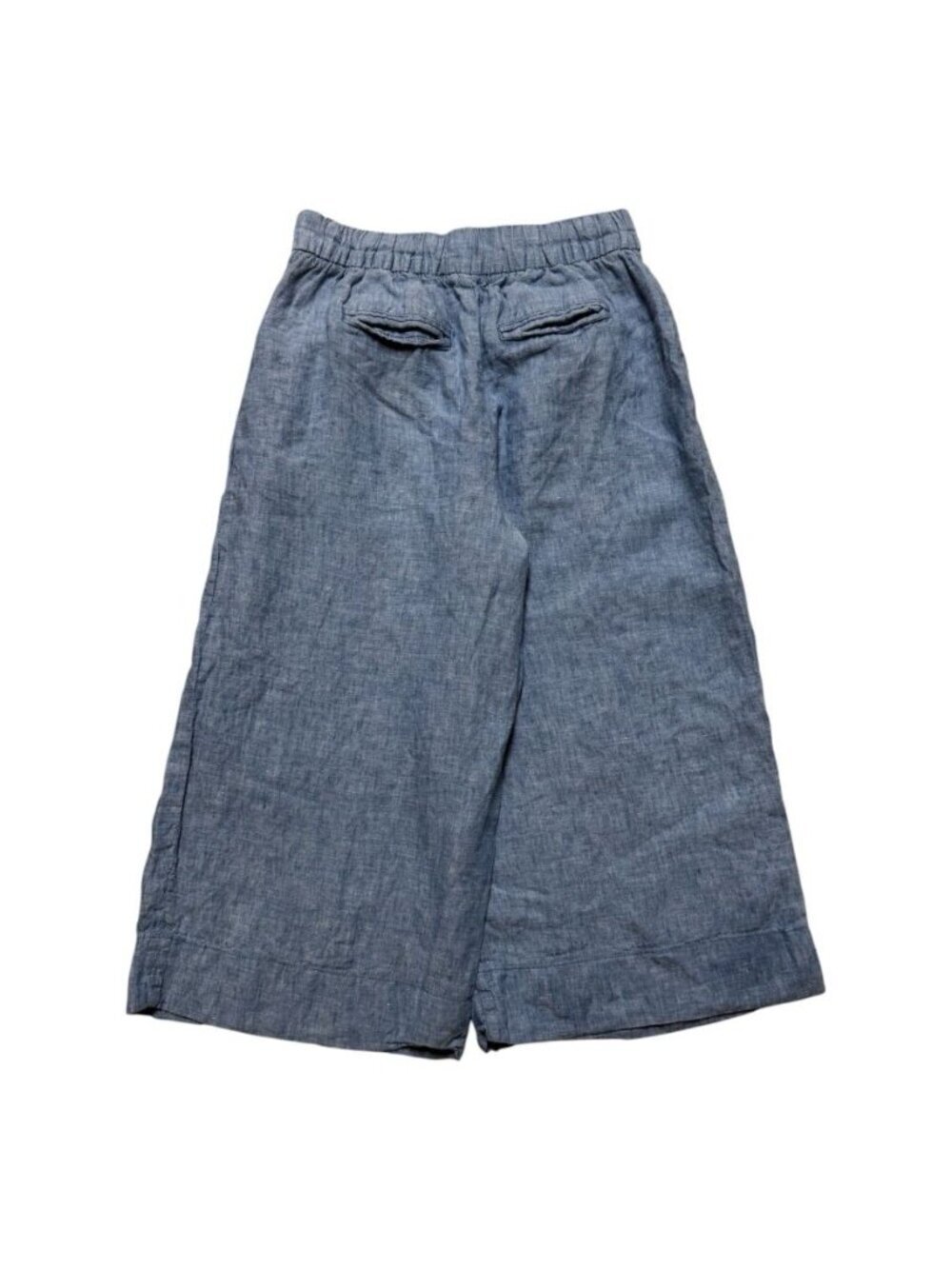 Gap 100% Linen Wide Leg Cropped Pants Blue Pull-On Women’s Size 8 - Picture 2 of 4